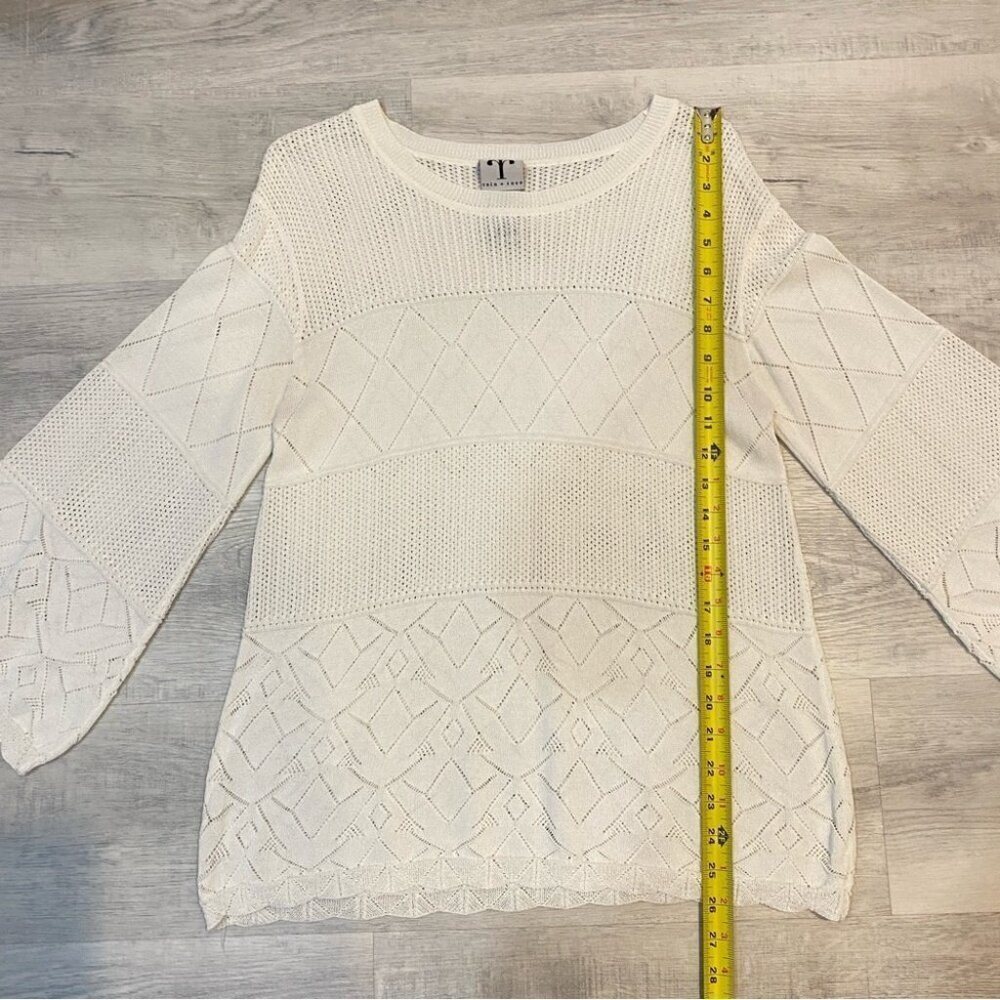 Coquette Lace Rain & Rose L Knit White Top Viscose - Flowy - Picture 9 of 16